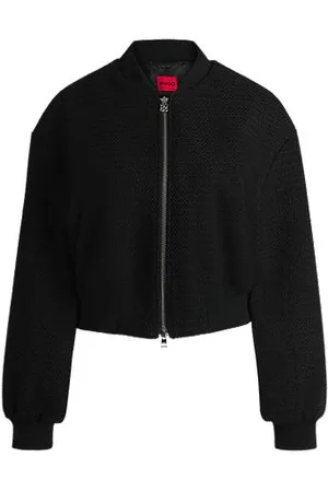 HUGO BOSS Relaxed-Fit Jacke aus Baumwoll-Mix mit Bouclé-Struktur