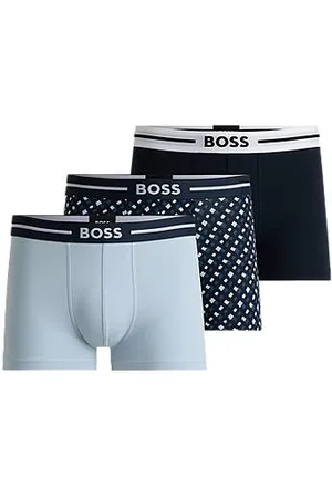HUGO BOSS Dreier-Pack eng anliegende Boxershorts aus Stretch-Baumwolle in unifarbenem und Monogramm-Design
