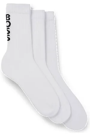 HUGO BOSS Kurze gerippte Socken mit Logo-Details im Dreier-Pack