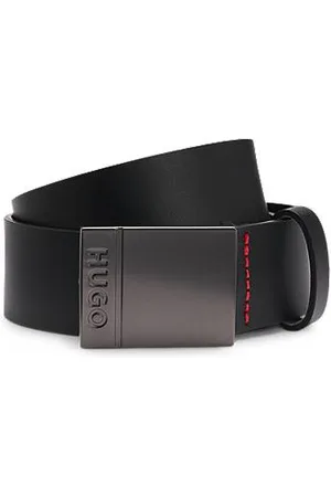 HUGO BOSS Gürtel aus italienischem Leder mit Logo-Gravur an der Koppelschließe