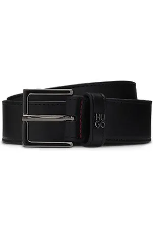 HUGO BOSS Ledergürtel mit Stack-Logo-Schlaufe und Metall-Details