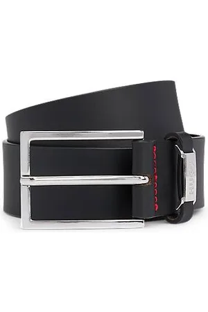 HUGO BOSS Ledergürtel mit Logo-Schlaufe und polierten Metall-Details