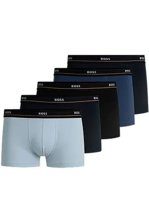 HUGO BOSS Fünfer-Pack eng anliegende Boxershorts mit kurzem Bein aus Stretch-Baumwolle mit Logos am Bund