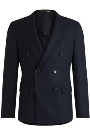 HUGO BOSS Slim-Fit Sakko aus fein gemusterter Schurwolle