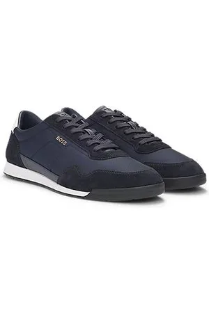 HUGO BOSS Sneakers aus verschiedenen Materialien mit Veloursleder-Details und Schnürung