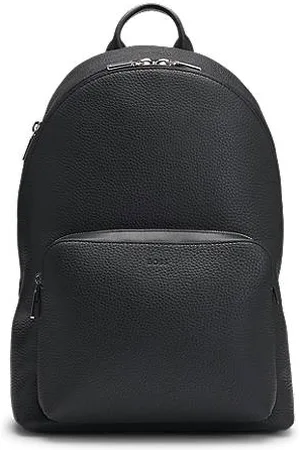 HUGO BOSS Rucksack aus genarbtem italienischem Leder mit Smart Sleeve