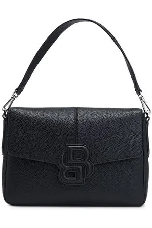 HUGO BOSS Saddle-Bag aus genarbtem Kunstleder mit Double-B-Monogramm