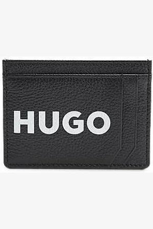 HUGO BOSS Kartenetui aus genarbtem Leder mit Kontrast-Logo