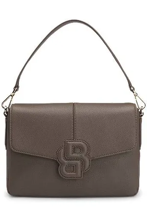 HUGO BOSS Saddle-Bag aus genarbtem Kunstleder mit Double-B-Monogramm