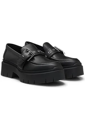 HUGO BOSS Loafer aus Kunstleder mit Schließe am Riemen