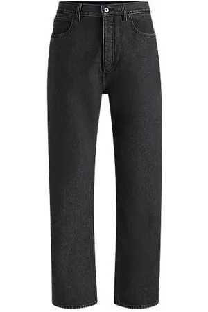 HUGO BOSS Baggy-Fit Jeans aus schwarzem Stone-washed-Denim