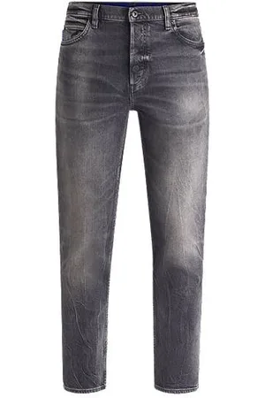 HUGO BOSS Dunkelgraue Tapered-Fit Jeans aus Stretch-Denim