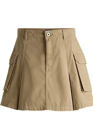HUGO BOSS Cargo-Rock aus Baumwoll-Twill mit Bundfalten