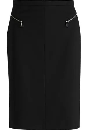 HUGO BOSS Bleistiftrock aus Stretch-Gewebe mit Reißverschlusstaschen
