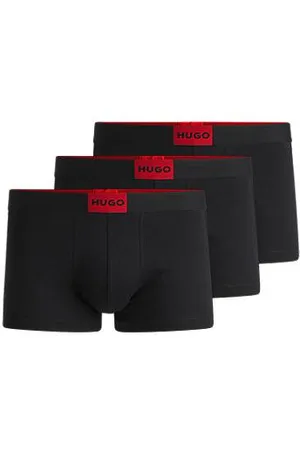 HUGO BOSS Dreier-Pack eng anliegende Boxershorts aus Stretch-Baumwolle mit kurzem Bein und Logo am Bund