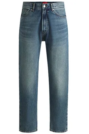 HUGO BOSS Relaxed Tapered-Fit Jeans aus Baumwoll-Denim in Mittelblau