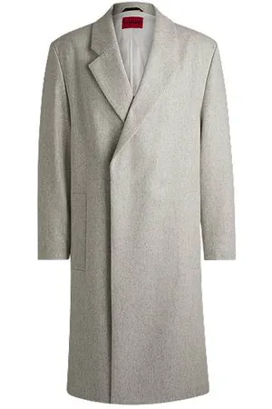 HUGO BOSS Relaxed-Fit Mantel aus meliertem Woll-Mix