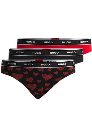 HUGO BOSS Dreier-Pack Strings aus Stretch-Baumwolle mit Logos am Bund