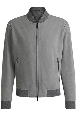HUGO BOSS Slim-Fit Jacke aus elastischem Gewebe mit Reißverschluss
