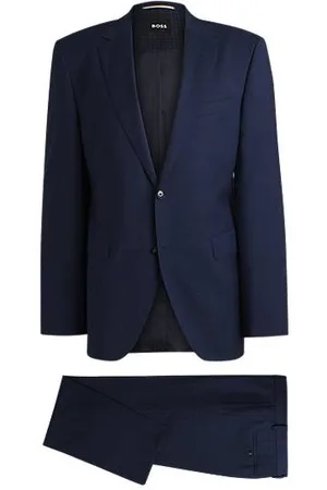HUGO BOSS Gemusterter Regular-Fit Anzug aus Stretch-Wolle