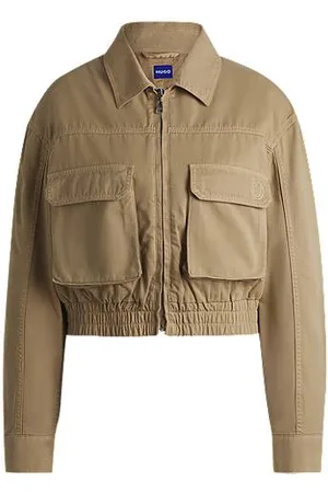 HUGO BOSS Cropped-Jacke aus Baumwoll-Canvas