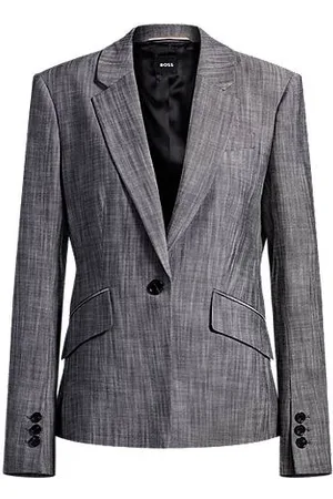 HUGO BOSS Slim-Fit Blazer aus meliertem Gewebe mit Sharkskin-Struktur