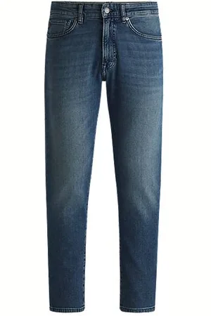HUGO BOSS Blaue Tapered-Fit Jeans aus komfortablem Stretch-Denim