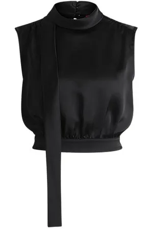HUGO BOSS Ärmelloses Top aus Satin mit Kragen-Detail