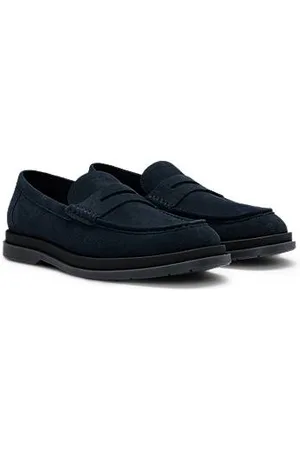 HUGO BOSS Mokassins aus Veloursleder mit Pennyloafer-Detail