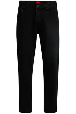 HUGO BOSS Schwarze Relaxed Tapered-Fit Jeans aus Denim