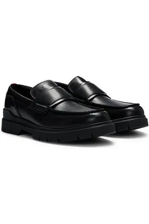 HUGO BOSS Mokassins aus Leder mit doppelten Nähten