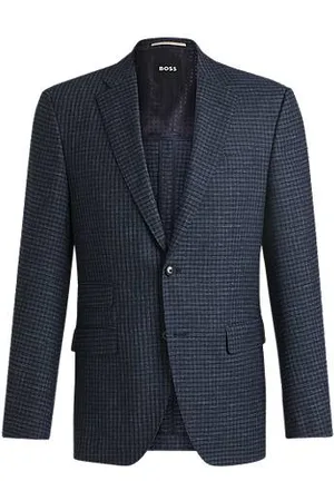 HUGO BOSS Kariertes Regular-Fit Blazer aus Stretch-Gewebe