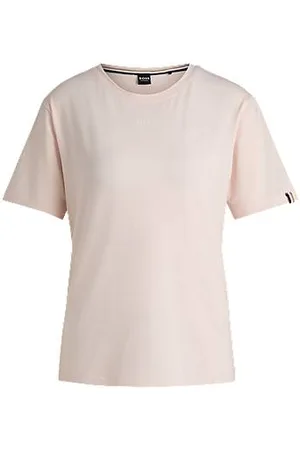 HUGO BOSS Pyjama-Shirt aus elastischem Baumwoll-Jersey mit Logo-Print