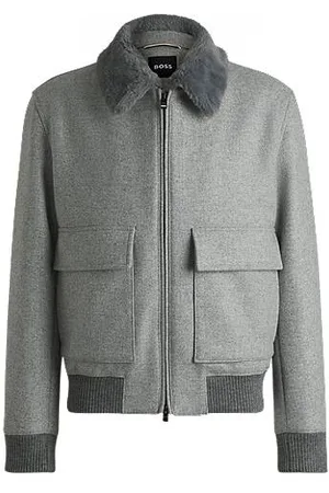 HUGO BOSS Regular-Fit Pilotenjacke mit abnehmbarem Kragen aus Kunstfell
