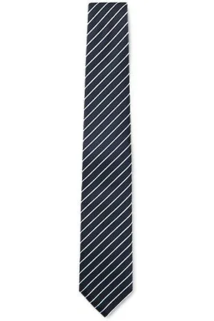 HUGO BOSS Krawatte aus Seiden-Mix mit Jacquard-Struktur und diagonalen Streifen