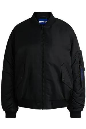 HUGO BOSS Wasserabweisende Bomberjacke mit Logo-Zipper