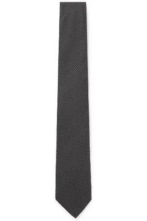 HUGO BOSS Krawatte aus Material-Mix mit Seiden-Anteil und Jacquard-Struktur