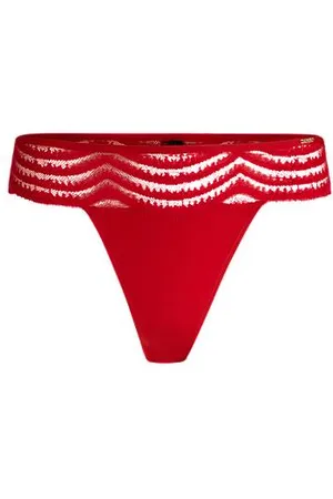 HUGO BOSS String mit Spitzenbesatz und Logo-Detail