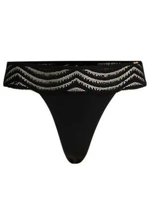 HUGO BOSS String mit Spitzenbesatz und Logo-Detail
