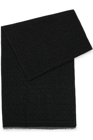 HUGO BOSS Schal aus Jacquard mit Nadelstreifen und Stack-Logos