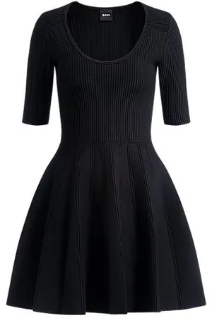 HUGO BOSS Strickkleid aus Stretch-Gewebe mit Ottoman-Struktur