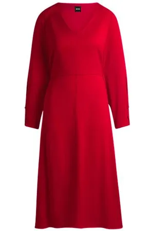 HUGO BOSS Kleid mit V-Ausschnitt und geknöpften Manschetten