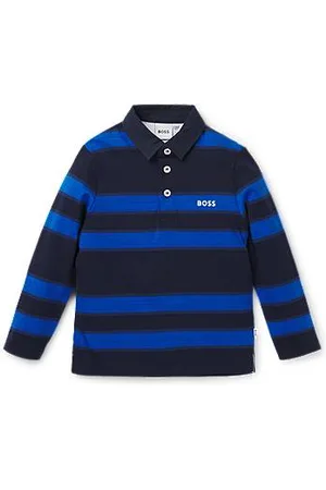 HUGO BOSS Kids-Longsleeve-Poloshirt mit Streifen und Logo