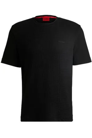 HUGO BOSS Pyjama-Shirt mit Waffelstruktur und Logo-Stickerei