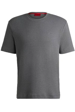 HUGO BOSS Pyjama-Shirt mit Waffelstruktur und Logo-Stickerei