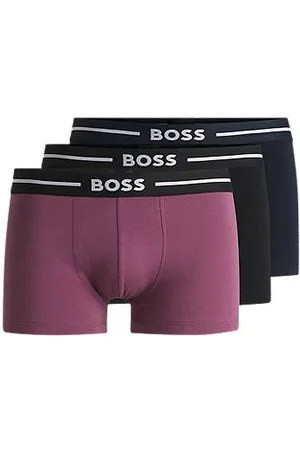 HUGO BOSS Dreier-Pack eng anliegende Boxershorts aus Stretch-Baumwolle mit Logo am Bund
