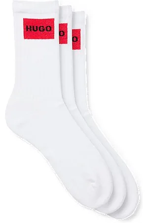 HUGO BOSS Dreier-Pack kurze Socken mit rotem Logo-Label