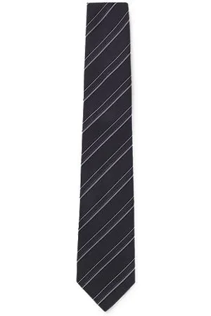 HUGO BOSS Krawatte aus italienischem Seiden-Baumwoll-Jacquard mit diagonalen Streifen