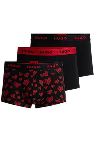 HUGO BOSS Dreier-Pack eng anliegende Boxershorts aus Stretch-Baumwolle mit kurzem Bein und Logo-Bund