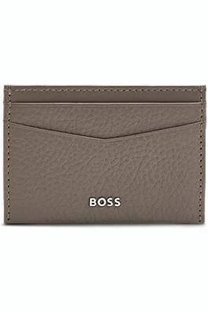 HUGO BOSS Kartenetui aus genarbtem Leder mit metallenem Logo-Schriftzug